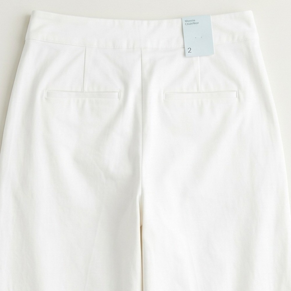 Prologue Cropped Wide Leg Pants Womens 2 Cream‎ High Waist Stretch Cotton NWT - Picture 6 of 9